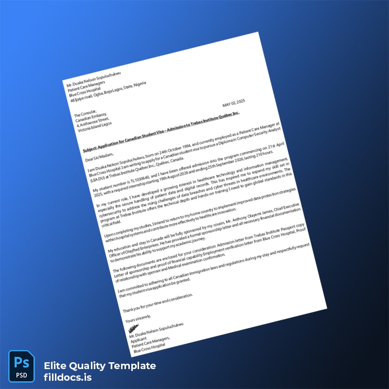 Fillable Nigeria Blue Cross Hospital Employment Verification Letter Template - Word/PDF Template Preview - FillDocs