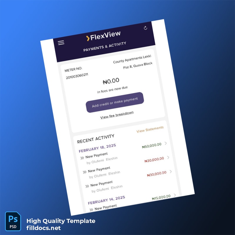 Nigeria County Apartments Editable Utility Bill Template in Word and PDF formats