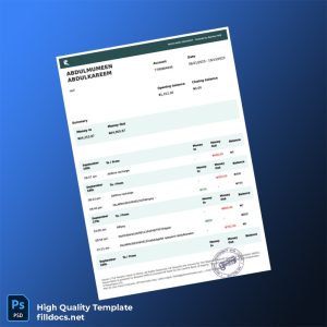 Nigeria Raven Bank Statement Template in Word and PDF formats