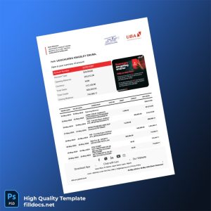 Nigeria UBA Bank Statement Template in Word and PDF formats