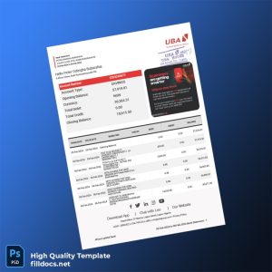 Nigeria UBA Group Bank Statement Template in Word and PDF formats