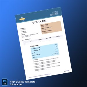 Nigeria Utility Company Editable Utility Bill Template in Word and PDF formats