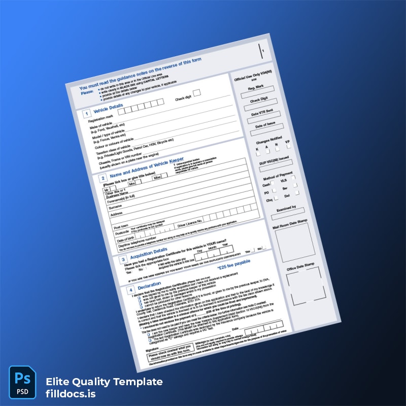 Fillable Northern Ireland Driver Vehicle Agency Vehicle Registration Certificate Application Form Template in Word and PDF formats page 2 Page Preview - FillDocs