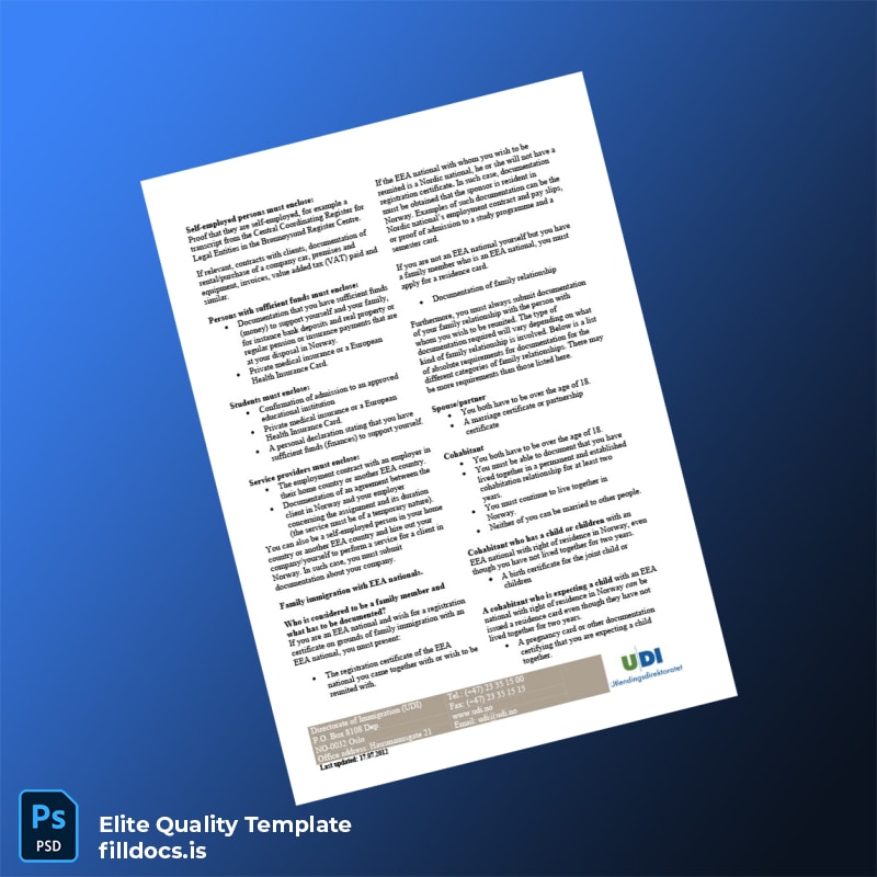 Fillable Norway Police Registration Certificate Template in Word and PDF formats page 2 Page Preview - FillDocs