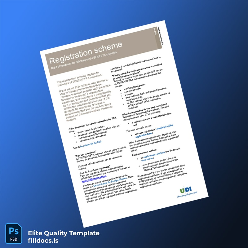 Fillable Norway Police Registration Certificate Template - Word/PDF Template Preview - FillDocs