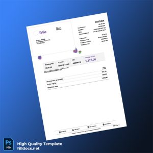 Norway Telia Norge AS Editable Phone Bill Template in Word and PDF formats