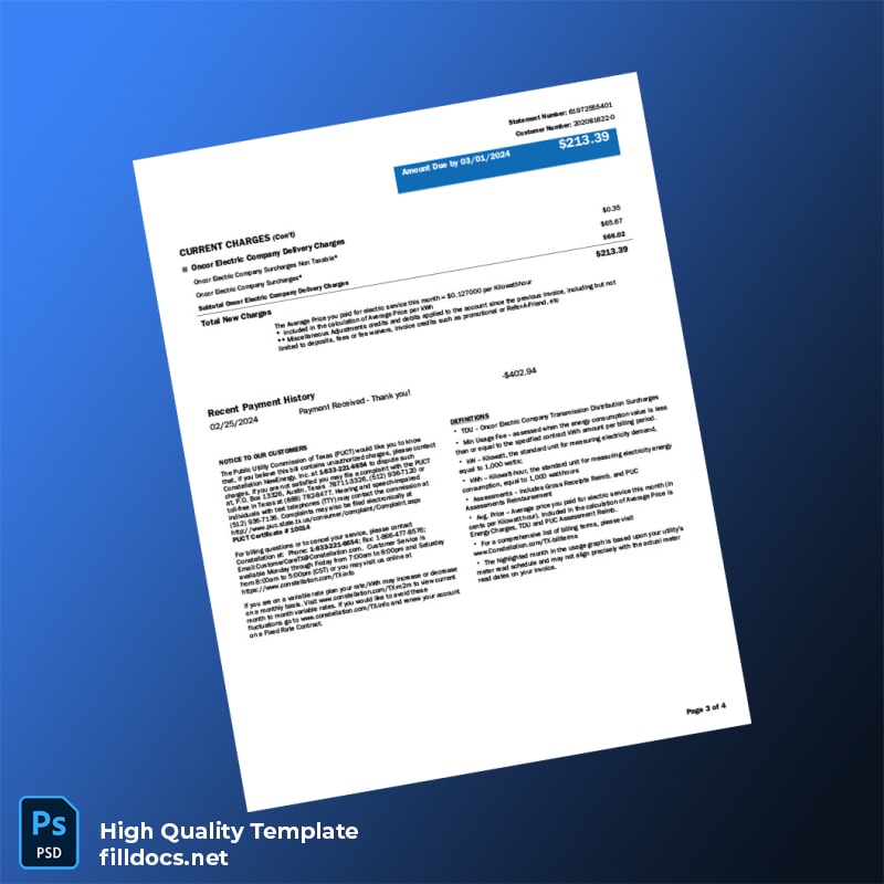 Not Specified Editable Bill Template in Word and PDF formats page 3