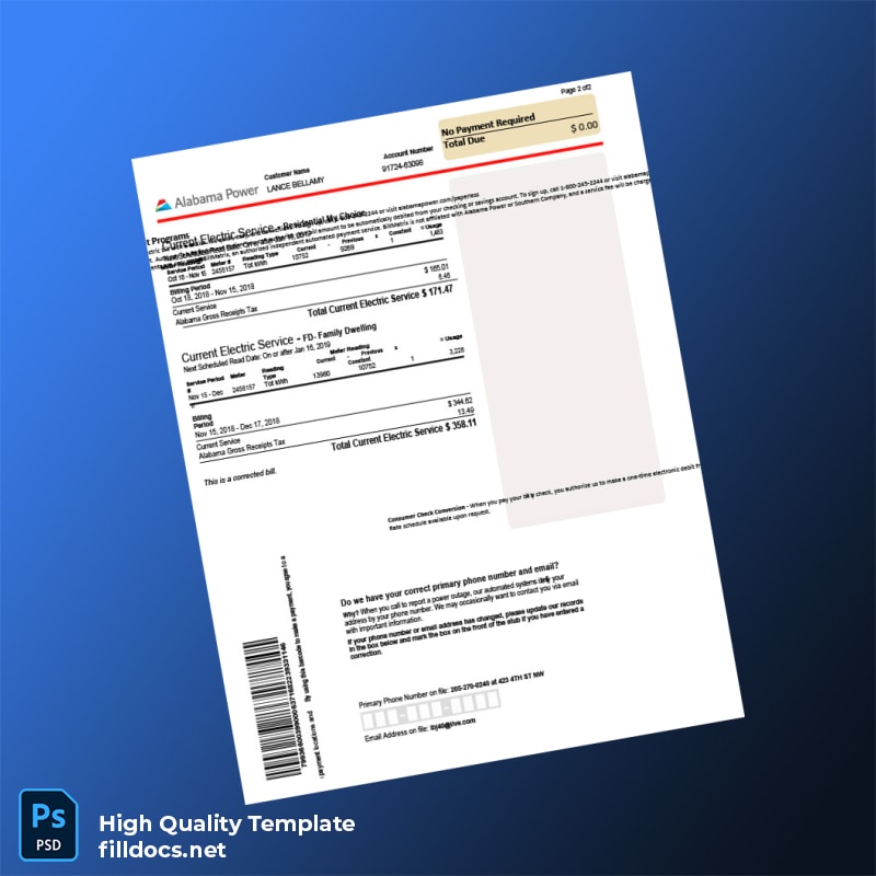 Not Specified Editable Utility Bill Template in Word and PDF formats page 3