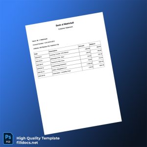 Nowhere City Fake Bank Statement Template in Word and PDF formats
