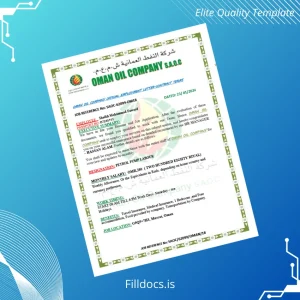 Fillable Oman Oil Company Salary Certificate Template - Word/PDF Template Preview - FillDocs