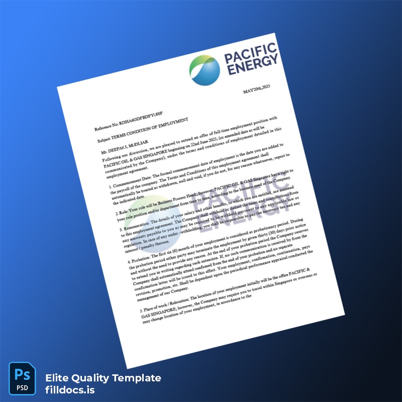 Fillable Pacific Energy Employment Verification Letter Template - Word/PDF Template Preview - FillDocs