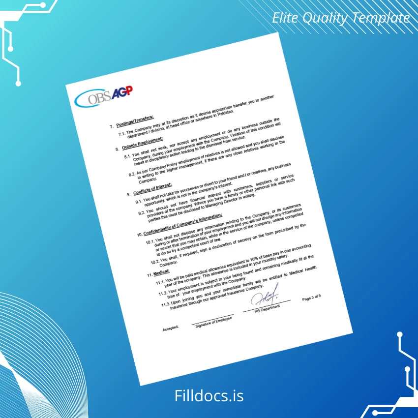 Fillable Pakistan OBS AGP Employment Verification Letter Template in Word and PDF formats page 3 Page Preview - FillDocs