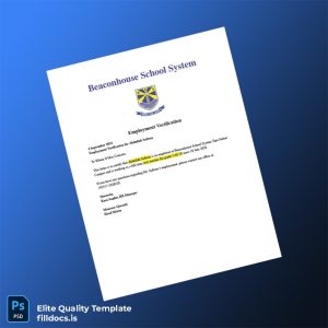 Fillable Pakistan Beaconhouse School System Employment Verification Letter Template - Word/PDF Template Preview - FillDocs