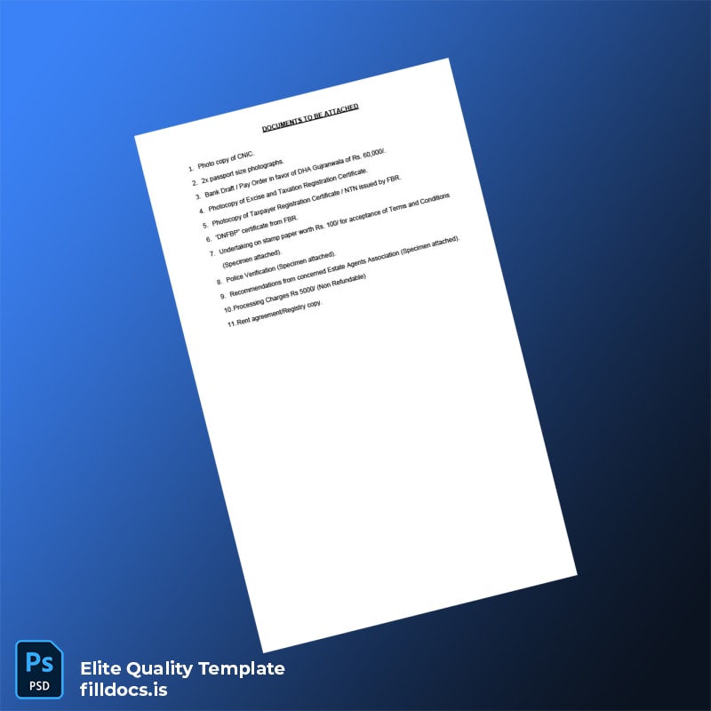 Fillable Pakistan DHA Gujranwala Registration Certificate Template in Word and PDF formats page 2 Page Preview - FillDocs