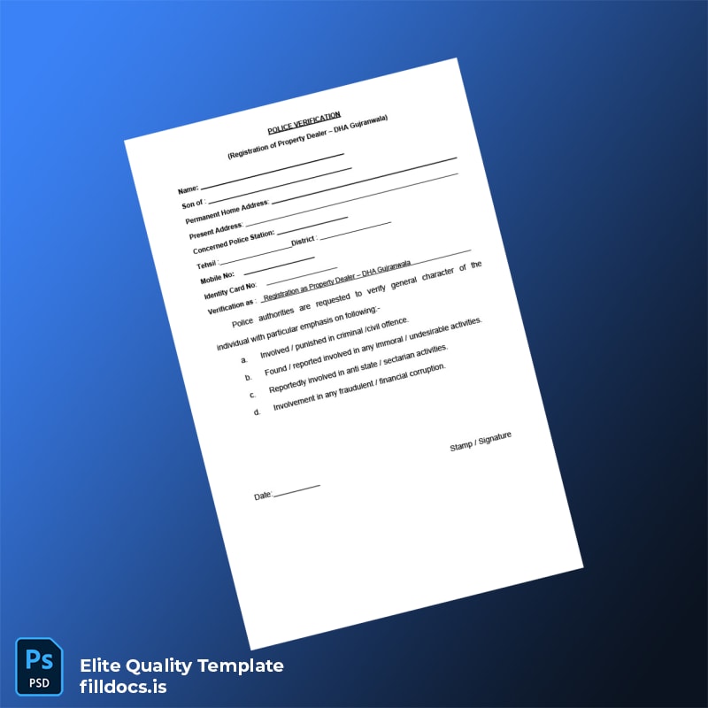 Fillable Pakistan DHA Gujranwala Registration Certificate Template in Word and PDF formats page 4 Page Preview - FillDocs