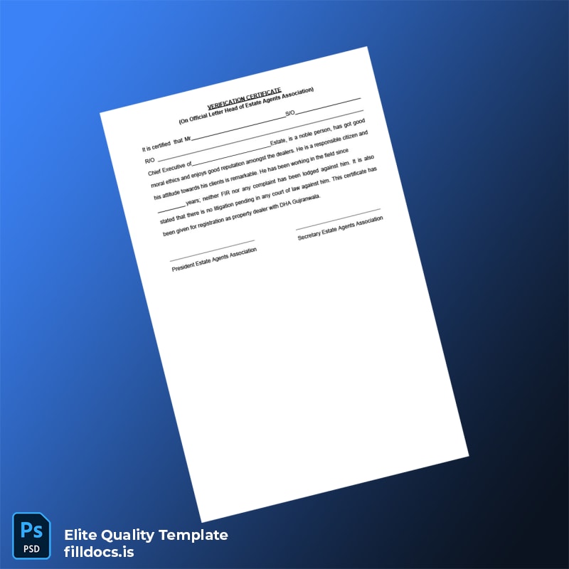 Fillable Pakistan DHA Gujranwala Registration Certificate Template in Word and PDF formats page 5 Page Preview - FillDocs