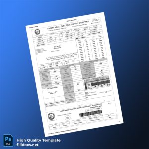 Pakistan Faisalabad Electric Supply Company Editable Electricity Bill Template in Word and PDF formats