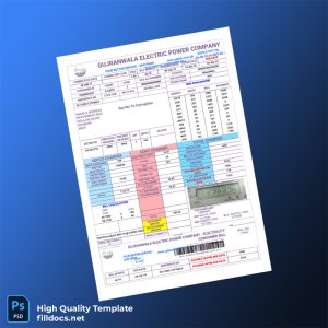 Pakistan Gujranwala Electric Power Company Editable Electricity Bill Template in Word and PDF formats