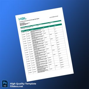 Pakistan HBL Mobile Editable Bank Statement Template in Word and PDF formats
