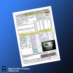 Pakistan Lahore Electric Supply Company Editable Electricity Bill Template in Word and PDF formats