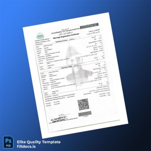 Fillable Pakistan Marriage Registration Certificate Template - Word/PDF Template Preview