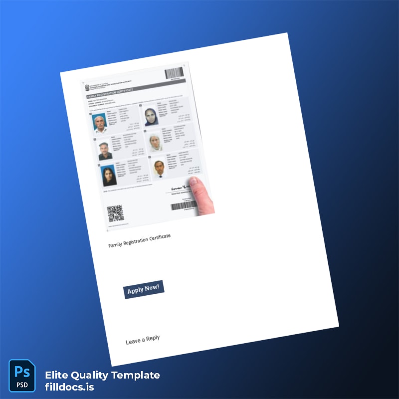 Pakistan NADRA Family Registration Certificate Template in Word and PDF formats page 2