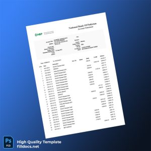 Pakistan National Bank of Pakistan Account Statement Template in Word and PDF formats
