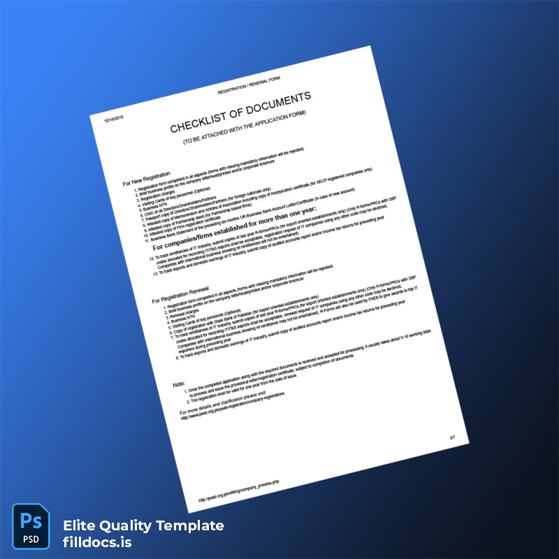 Fillable Pakistan PSEB Registration Renewal Form Template in Word and PDF formats page 3 Page Preview - FillDocs