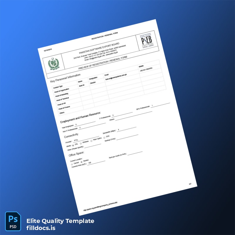 Fillable Pakistan PSEB Registration Renewal Form Template in Word and PDF formats page 5 Page Preview - FillDocs