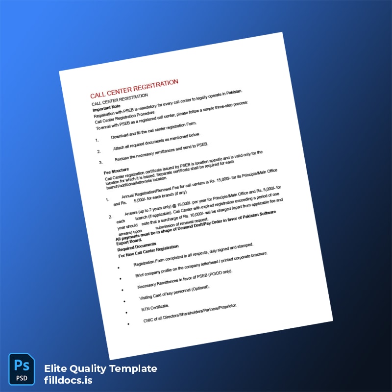 Fillable Pakistan Pakistan Software Export Board Business Registration Certificate Template - Word/PDF Template Preview