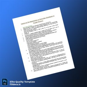 Fillable Pakistan Provincial Government Pesticide Distribution Registration Checklist Template - Word/PDF Template Preview - FillDocs