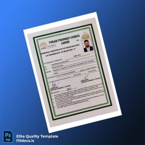 Fillable Pakistan Punjab Pharmacy Council Registration Certificate Template - Word/PDF Template Preview - FillDocs