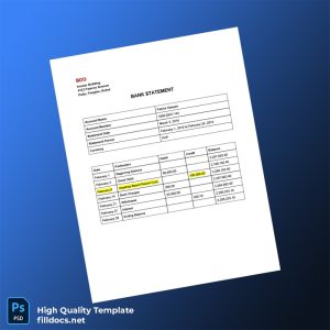 Philippines BDO Bank Statement Template in Word and PDF formats