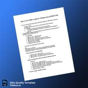 Fillable Philippines BIR Registration Certificate Template - Word/PDF Template Preview