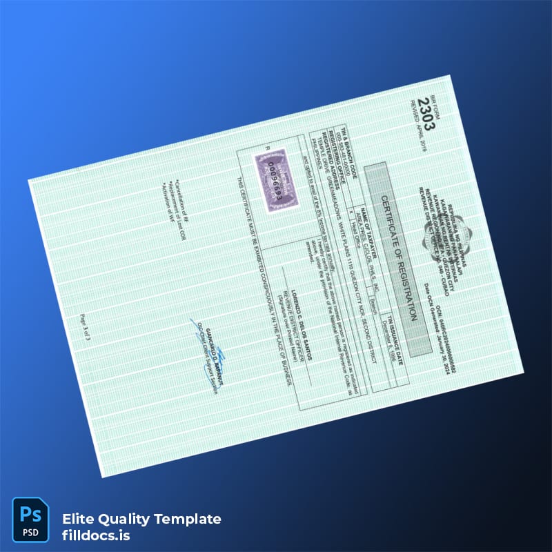 Fillable Philippines Bureau of Internal Revenue Tax Registration Certificate Template in Word and PDF formats page 3 Page Preview - FillDocs