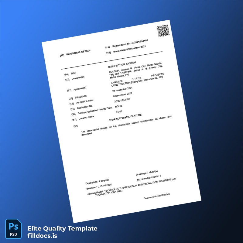 Philippines Bureau of Patents Certificate of Registration Template in Word and PDF formats page 3