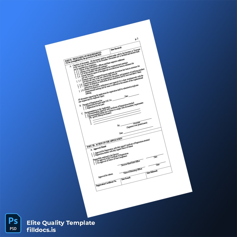Fillable Philippines Department of Labor and Employment Registration Certificate Template in Word and PDF formats page 2 Page Preview - FillDocs