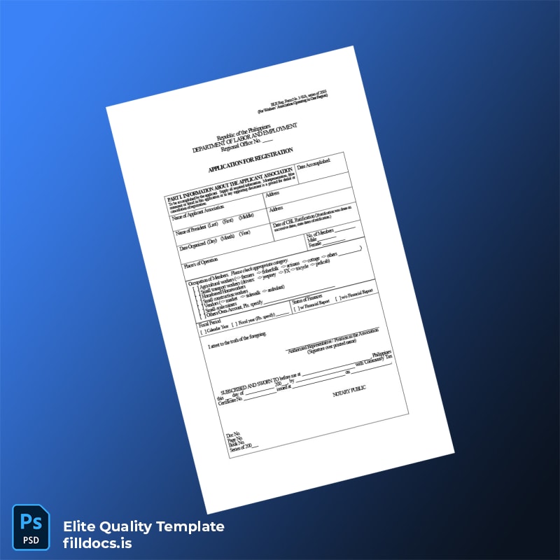Fillable Philippines Department of Labor and Employment Registration Certificate Template - Word/PDF Template Preview - FillDocs