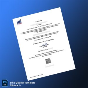 Fillable Philippines Department of Trade and Industry Business Registration Certificate Template - Word/PDF Template Preview - FillDocs