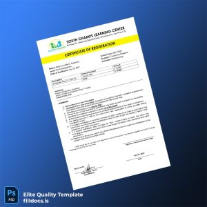 Fillable Philippines South Champs Learning Center Certificate of Registration Template - Word/PDF Template Preview - FillDocs