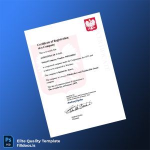 Fillable Poland Securities and Investments Commission Business Registration Certificate Template - Word/PDF Template Preview - FillDocs