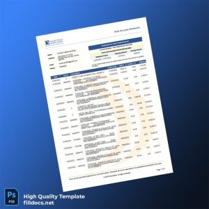 Qatar Doha Bank Statement Template in Word and PDF formats