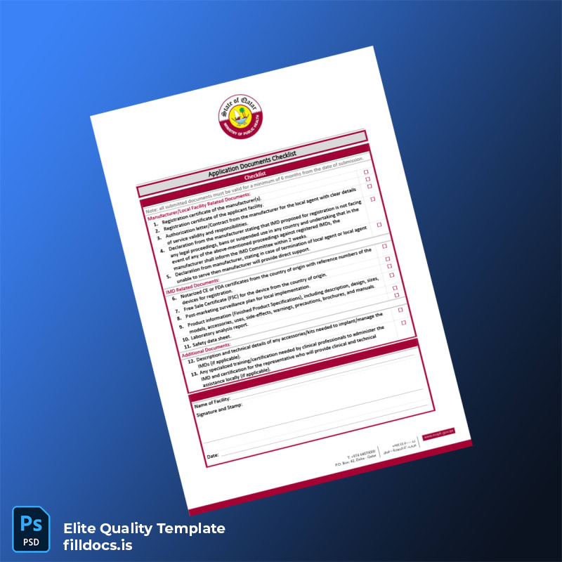 Fillable Qatar Ministry of Public Health Implantable Medical Device Registration Application Form Template in Word and PDF formats page 2 Page Preview - FillDocs