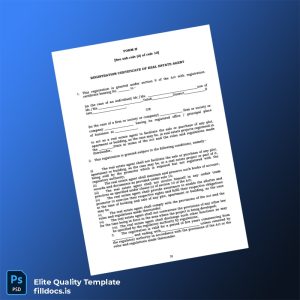 Fillable Real Estate Regulatory Authority Registration Certificate Template - Word/PDF Template Preview