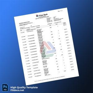 Salary Bank Statement Template in Word and PDF formats