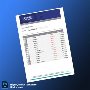 Saudi Arabia Bank Editable Transaction History Template in Word and PDF formats