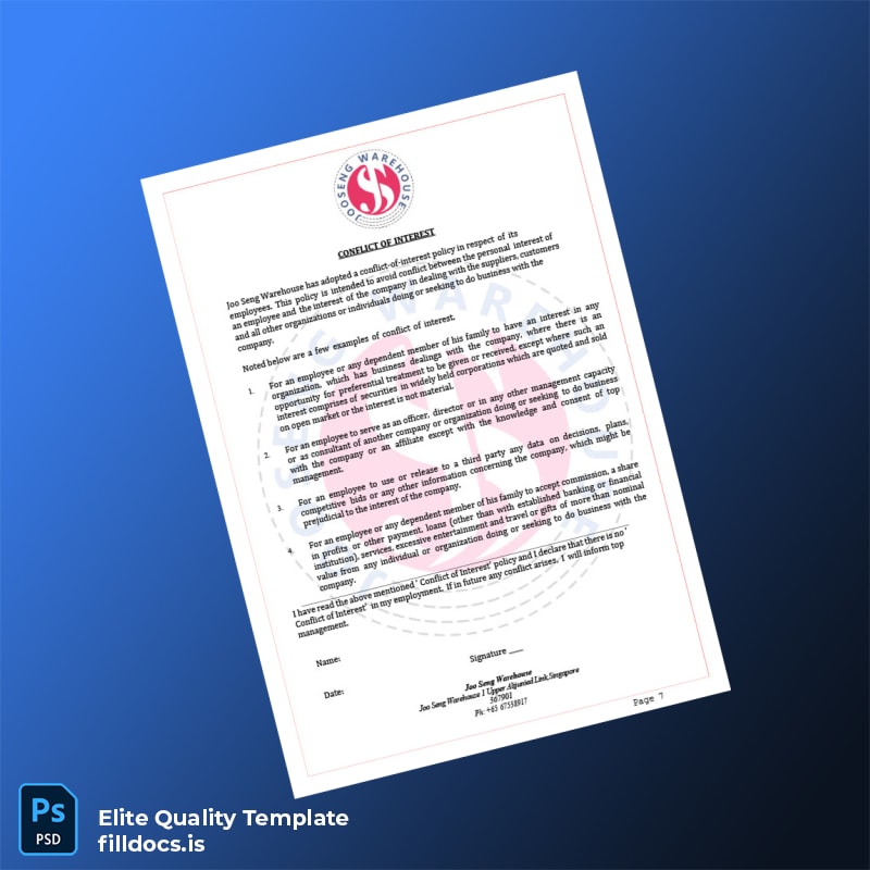 Fillable Singapore Joo Seng Warehouse Employment Verification Letter Template in Word and PDF formats page 7 Page Preview - FillDocs