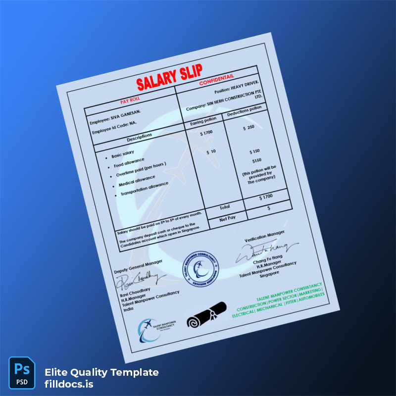 Fillable Singapore Sin Herh Construction PTE Ltd Employment Verification Letter Template in Word and PDF formats page 3 Page Preview - FillDocs