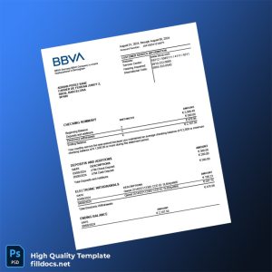 Spain BBVA Bank Statement Template in Word and PDF formats