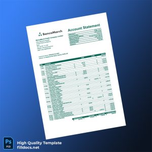 Spain Banc March Bank Account Statement Template in Word and PDF formats